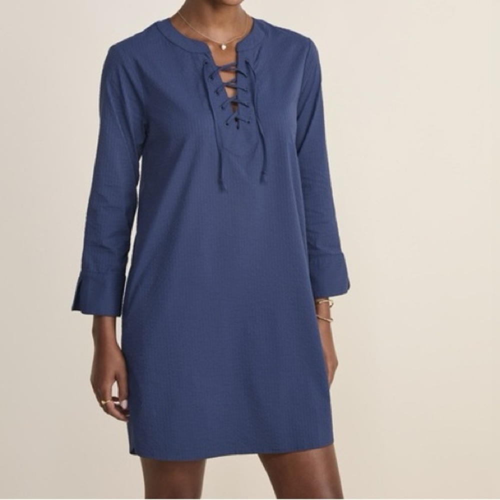 Old Navy 100% Cotton Navy Blue Long Sleeve Dress